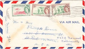 CAYMAN ISLANDS cover postmarked 17 Sept. 1958 - air mail to USA - Forwarded