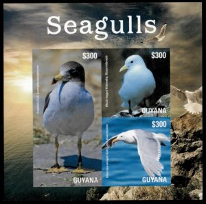 Guyana 2015 - Seagulls Birds - Sheet of 3 IMPERF Stamps - Scott #4384 - MNH