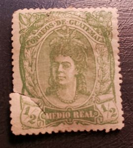 Stamp Guatemala 1878 Indian Woman A7 #11 yellow green MH