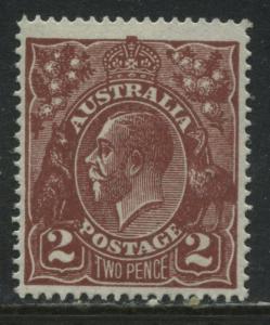 Australia 1927 KGV Head 2d red brown perf 14 unmounted mint NH