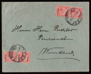 SOUTH WEST AFRICA 1923 Cover franked setting I KGV 1d pairs variety shifted.