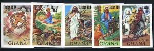 GHANA SCOTT# 906-10 EASTER 1984 ART IMPERF SET MNH