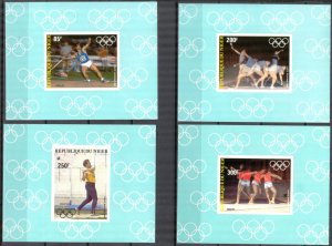 Niger 1983 Olympics Los Angeles 1984 Imperf. Mi.846/9B 4 S/S MNH