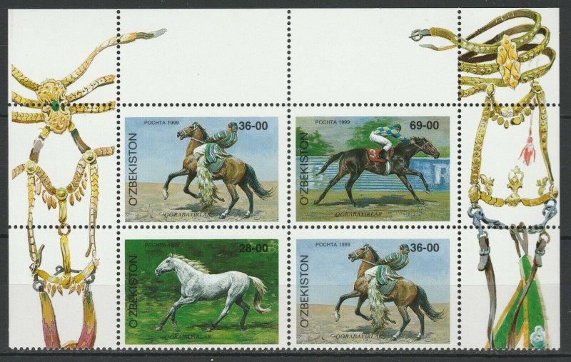 Uzbekistan 1999 Horses 4 MNH stamps