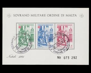 Sovereign Military Order of Malta Souvenir Sheet Year 1981 Control # 073292. CTO