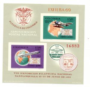 Colombia # C516 S/S MNH Aircraft Stamp Exhibition