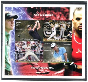 GOLF & BASEBALL STARS Deluxe Sheet Ungummed Mint (NH)