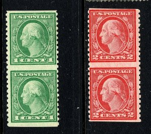 [E]  US #538a & 540a~ Mint-OG 1919 Imperforate Horiz. Pairs [Rotary Perf. 10]