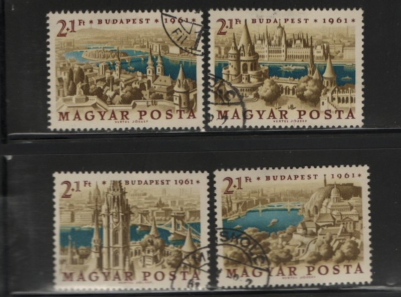 Hungary B220-B223, 4 Singles, Used, 1961 Stamp Day and Intl. Stamp Exhibition