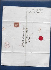 GREAT BRITAIN 184 1d Red Plate 19 on entire to Dublin. Black MC