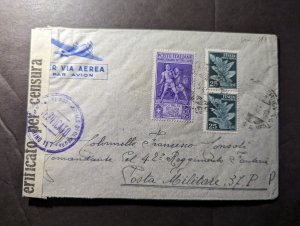 1942 Censored Registered Express Italy Airmail Cover Torino to Military Post 37P