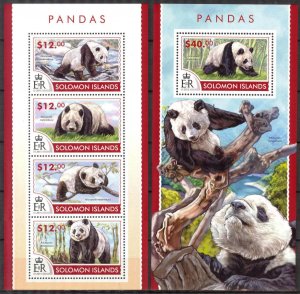 Solomon Islands 2015 Pandas sheet + S/S MNH