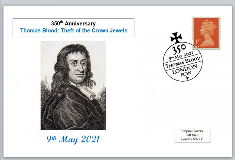 GB 2021 350th anniversary thomas blood theft of crown jewels royalty