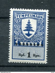 Estonia Germany Occ WW2 Revenue Ovpt with Rpf on 1 sant  No296 MNH 11769