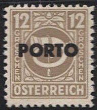 AUSTRIA 1946 AMG Postage Due  Sc J194  12g Mint NH VF, Post Horn