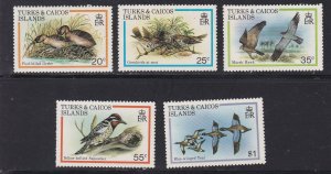 Turks & Caicos # 425-429, Birds, Mint LH 1/3 Cat.