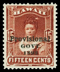 Hawaii Scott 70 1883 15c Queen Kapiolani Overprint Issue Mint F-VF HR Cat $27.50