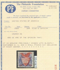 USA #121 Very Fine Mint Small Pick Out Inclusion At Right Center **With Cert.**