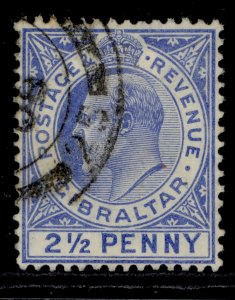 GIBRALTAR EDVII SG69 2½d ultramarine FINE USED.