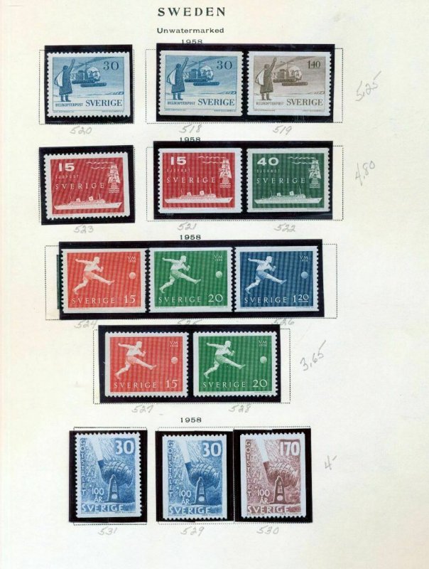 SWEDEN 1900/50s M&U Collection on Pages (Apprx 150 Items)(NT5609