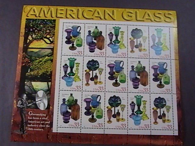 U.S.# 3325-3328-MINT/NH-- PANE OF 15-------AMERICAN GLASS-------1999