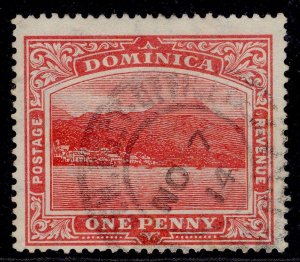 DOMINICA EDVII SG48aw, 1d carmine-red, FINE USED.