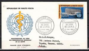 Burkina Faso, Scott cat. C30. WHO Headquarters issue. First day cover.