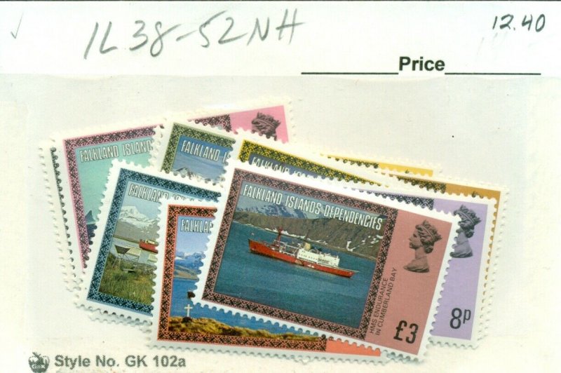 FALKLAND ISLANDS #1L38-52, Mint Never Hinged, Scott $12.40