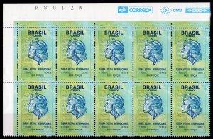 Brazil 1993 Sc#2431 IMAGE OF THE REPUBLIC Block of 10 Stamps MNH