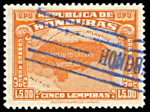 Honduras C142, used, Map of Honduras