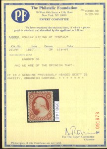 U.S. #26 MINT WITH PF CERT