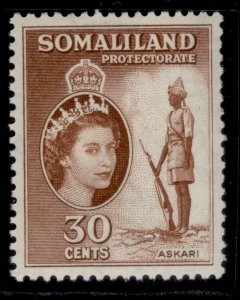 SOMALILAND PROTECTORATE QEII SG141, 30c reddish brown, M MINT.