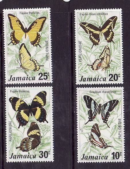 Jamaica-Sc#398-401-Unused NH set-Insects-Butterflies-1975-