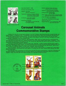 USPS SOUVENIR PAGE CAROUSEL ANIMALS COMMEMORATIVE STAMPS 1988