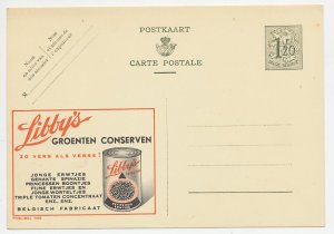 Publibel - Postal stationery Belgium 1952 Canned vegetables - Pea - Spinach - Be