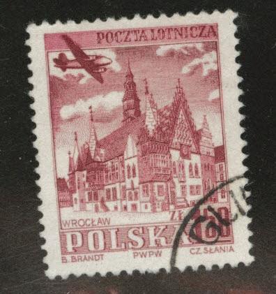 Poland Scott C38 used  airmail 1955