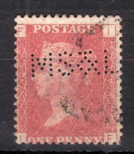 PENNY RED PLATE 170 WITH 'M S & L' PERFIN