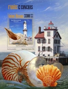 Guinea-Bissau 2019 MNH Lighthouses & Seashells Stamps Triplofusus Shells 1v S/S