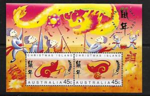 CHRISTMAS ISLANDS 377b MNH YEAR OF THE RAT SOUVENIR SHEET