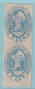 ARGENTINA CORDOBA 1  1858 SE-TENANT PAIR WITH PERIOD VARIETY RARITY! 2 CERTS