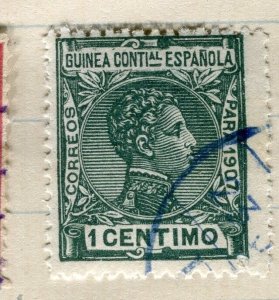 SPANISH GUINEA; 1907 early Alfonso issue fine used 1c. value