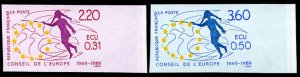 France, Officials #1O45-1O46 (YT 100-101) Cat€77, 1989 Council of Europe, i...