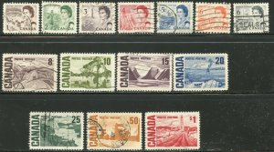 CANADA Sc#454-465B (14) 1967 Centennial Definitives Complete Used