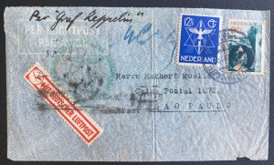 1934 Netherlands Graf Zeppelin LZ 127 Airmail Cover To Sao Pablo Brazil