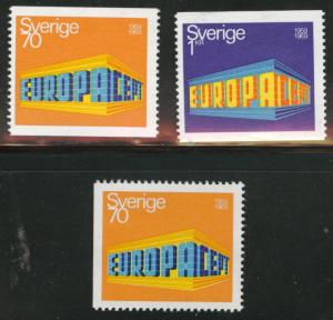 SWEDEN Scott 814-816  EUROPA 1969 MH* set