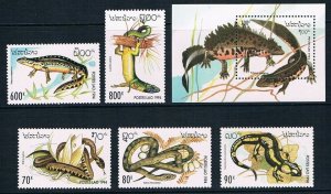 1994	Laos	reptiles lizards hameleon etc set+s/s MNH	194