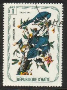 Bird, Blue Jay, Haiti stamp used