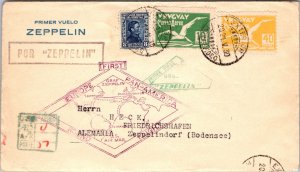 1930 Montevideo Uruguay Graf Zeppelin LZ 127 FFC First Flight Cover To Germany