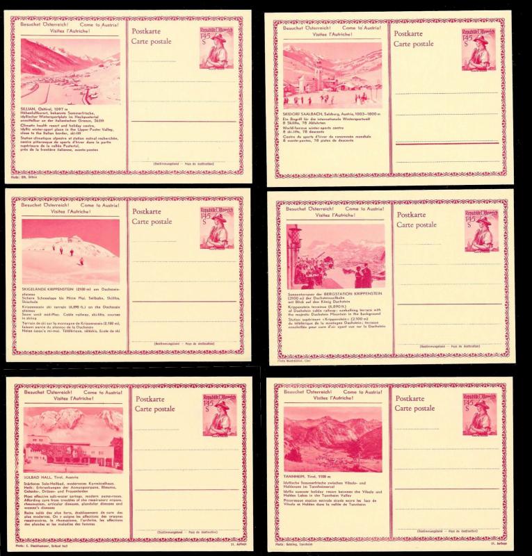 AUSTRIA (120) Scenery View Red 1.45 Shilling Postal Cards c1950s ALL MINT UNUSED