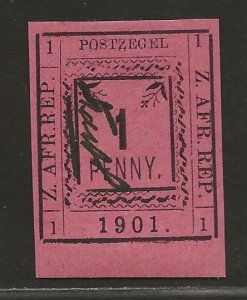 TRANSVAAL SC# 180 (SG#6d)   NO BAR UNDER TOP RT '1'   VF/CTO